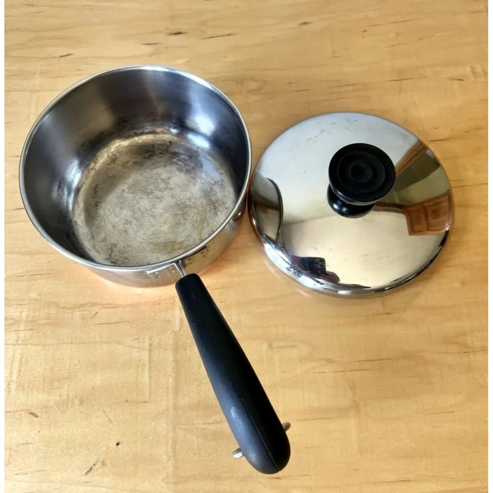 Vintage Revere Ware 1 Qt Saucepan w/ Lid Pre-1968 Riverside Copper Bottom 5.5